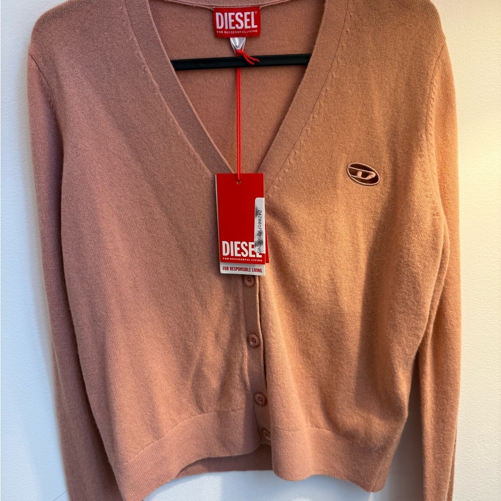 Diesel Pink Button-Up Wool & Cashmere Cardigan